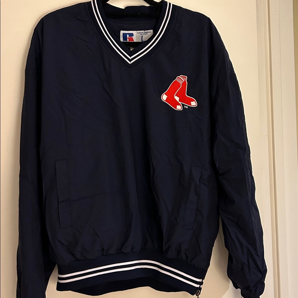 Red Sox Russell Athletic L Windbreaker V Neck L/S W/front pocket & side zipper